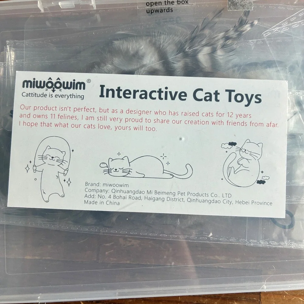 Miwoowim Interactive Cat Toy Refills 8PC Multicolor NEW Feather Wand Attachments